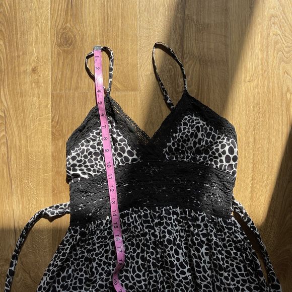 Papillon Womens Dress S Bohemian Sleeveless Maxi White Black V-neck Flowy - Picture 8 of 11